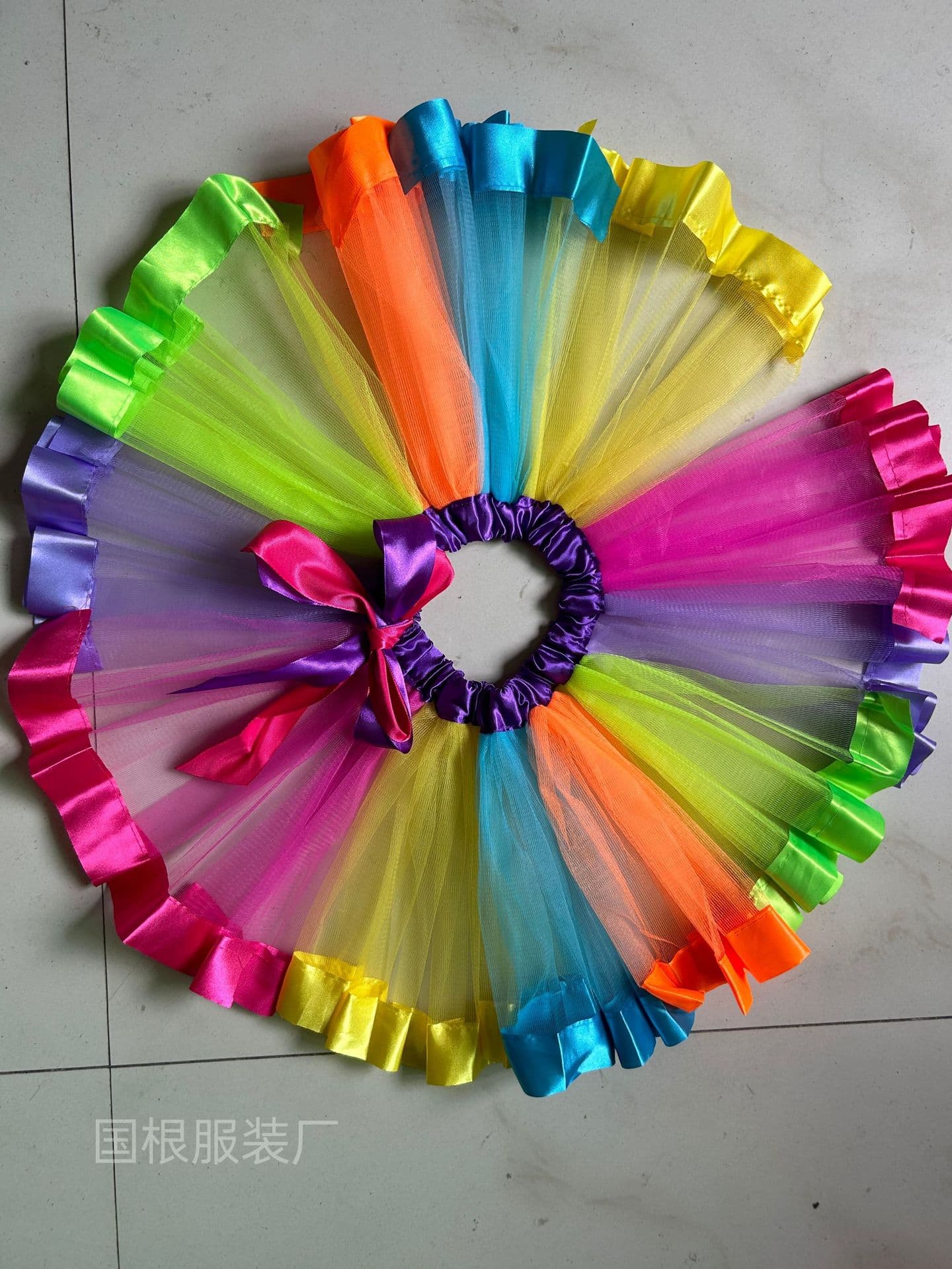 2023 New Style Half-Skirt Mesh Rainbow Skirt, Children's Performance Costume, Unisex Cheerleader Short Skirt
