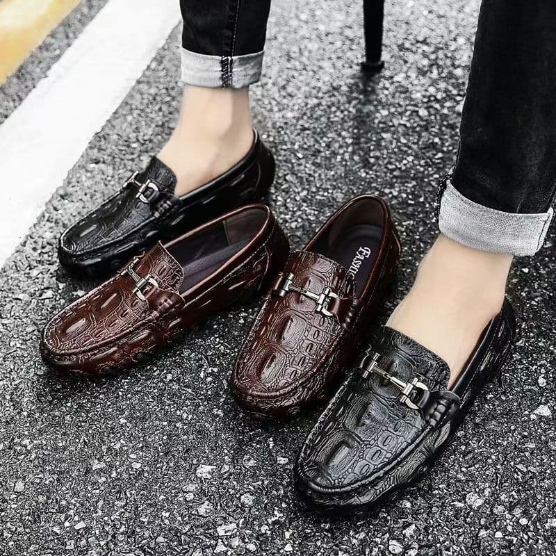 Loafers Men Spring 2025 New Alligator Grain Soft Sole Business Men's Shoes Slip-On Breathable Men's Casual Leather Shoes