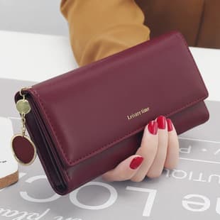 Women's long wallet solid color card holder large capacity premium feel cross-border zipper fashion wallet