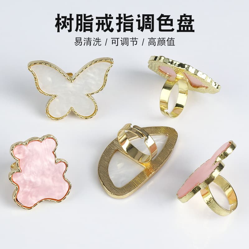 New Nail Art Palette Agate Gold Edge Resin Crystal Painted Ring Palette Nail Display Nail Art Tools