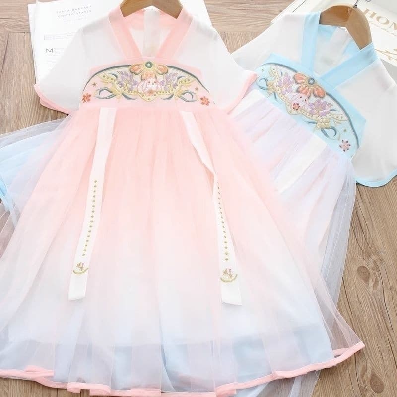 Summer Hanfu Girl New Fairy Thin Chinese Dress Ancient Costume Little Girl Dress Children's Ancient Style Princess