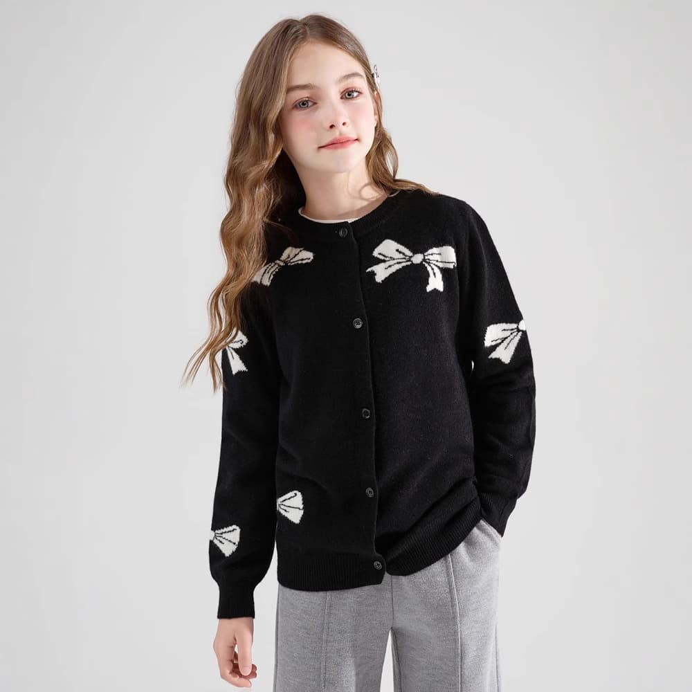 Girls Cardigan Children's Spring Autumn Knitted Coat 2025 New Middle Child Outerwear Children's Sweater Top Autumn Clothing