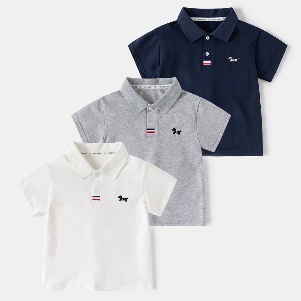 Children Baby 2026 Summer New Short Sleeve Polo Shirt for Toddlers and Kids Solid Color Embroidered Polo Short Sleeve