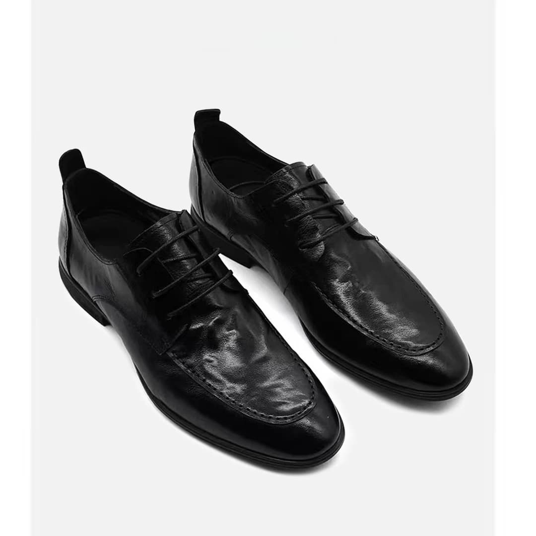 Italian Style Leather Shoes 2025 Genuine Cowhide Pointed Toe Lace-Up Slip-On Men's Casual Business Leather Shoes