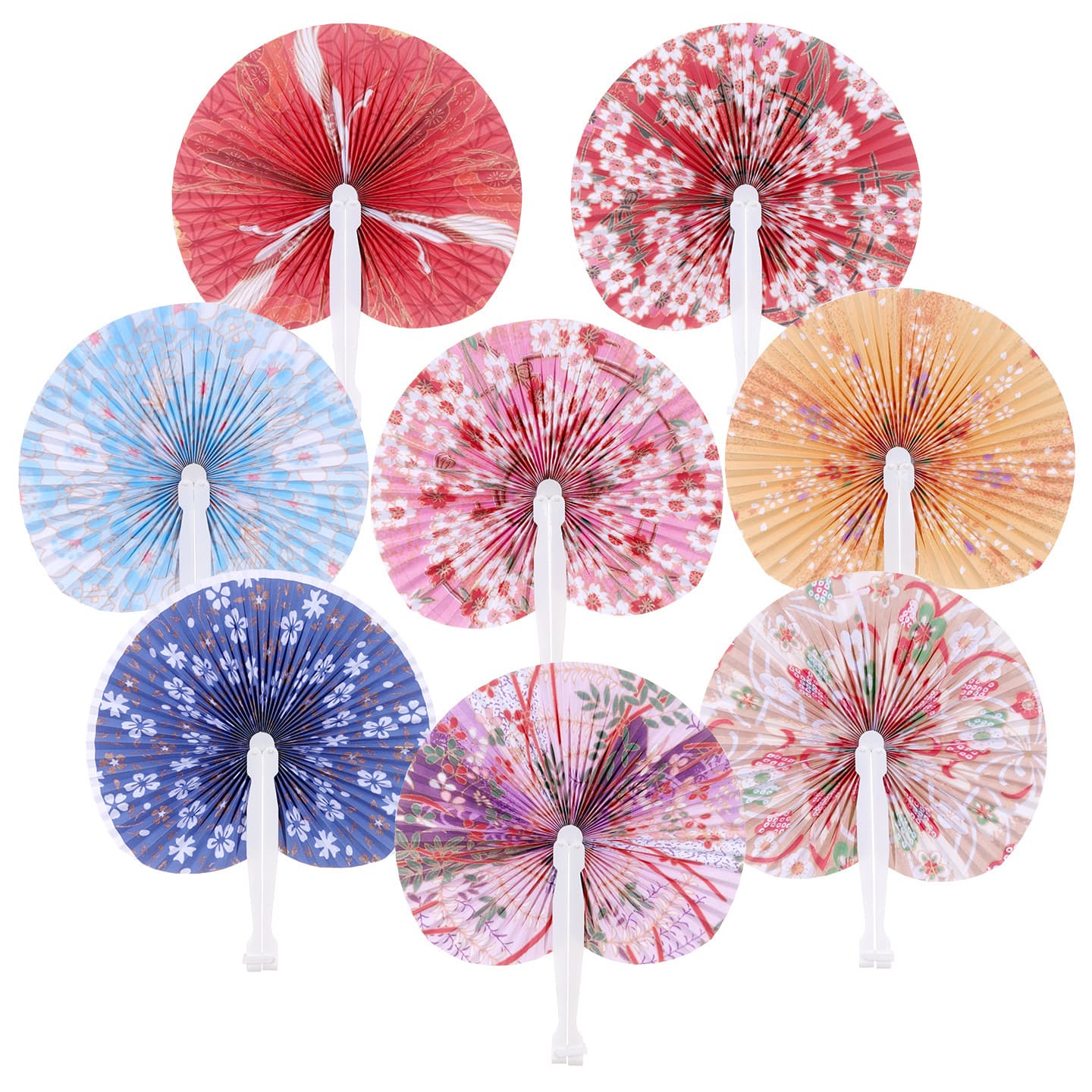 Chinese Style Folding Paper Fan Vintage Portable Round Fan for Hanfu Cheongsam Classical Round Fan Japanese Sakura Fan