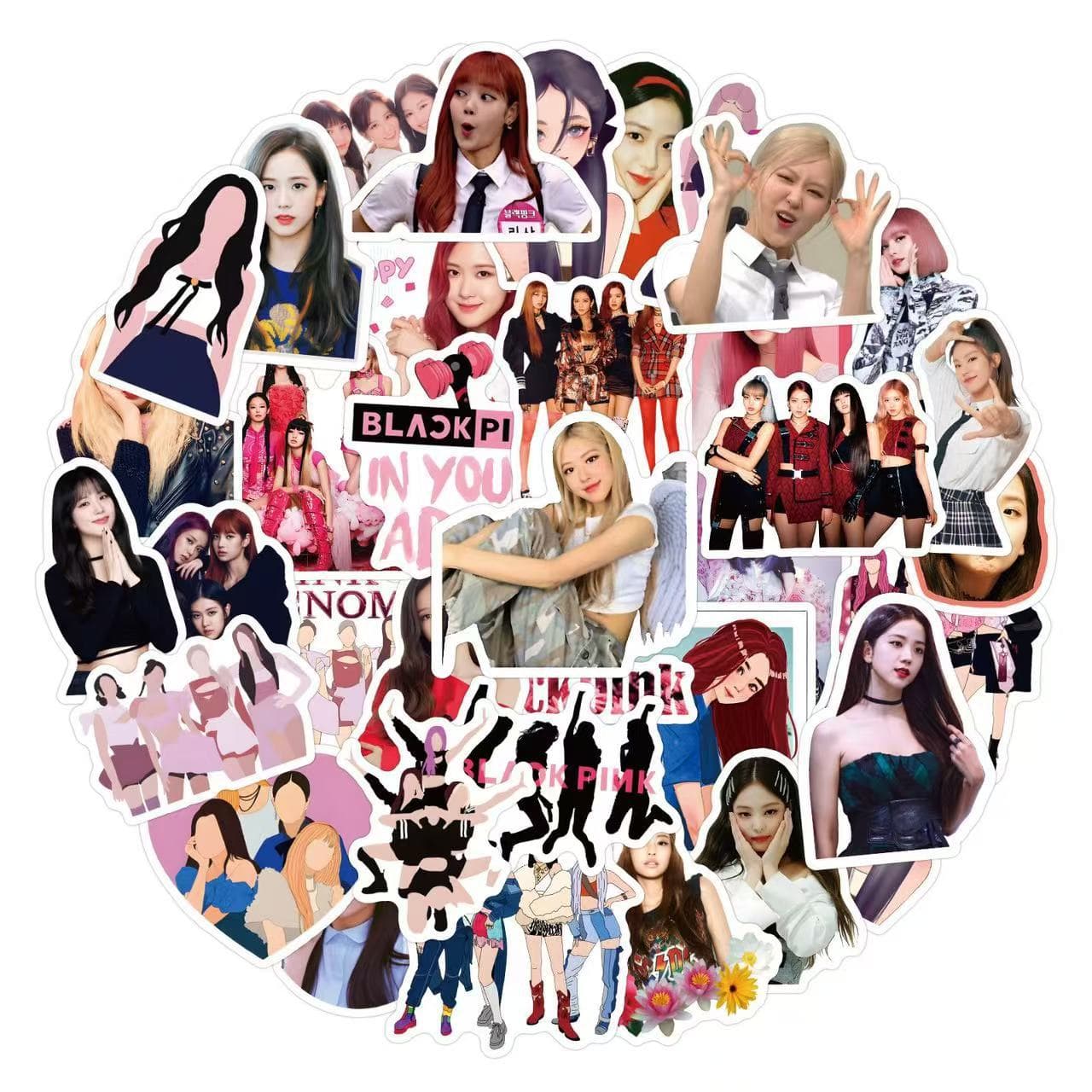 50 Korean Girl Group BLACKPINK Creative Stickers Trendy Star Pink Combination Kim Jisoo Gold Material Stickers