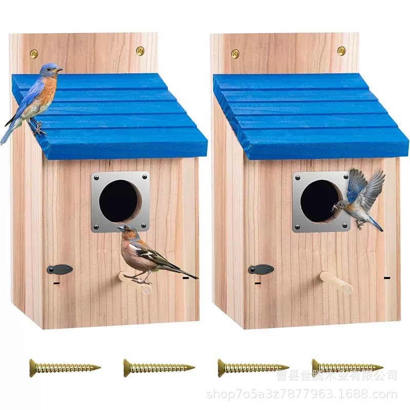 Cross-border Thickened Wooden Outdoor Birdhouse Hanging Bird Nest Wooden Wild Bird Supplies Tree Bird Nest Breeding Box