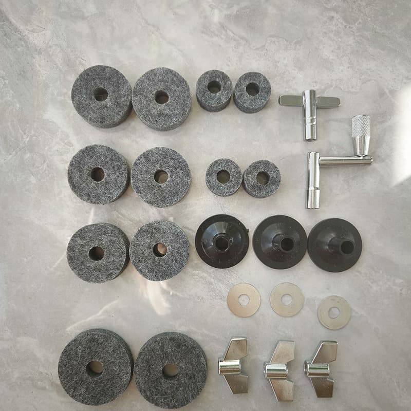 Grey Black 23-piece 18-piece Drum Set Felt Pads Anti-slip Drum Accessories Kit Includes Drumsticks Mallets Brushes