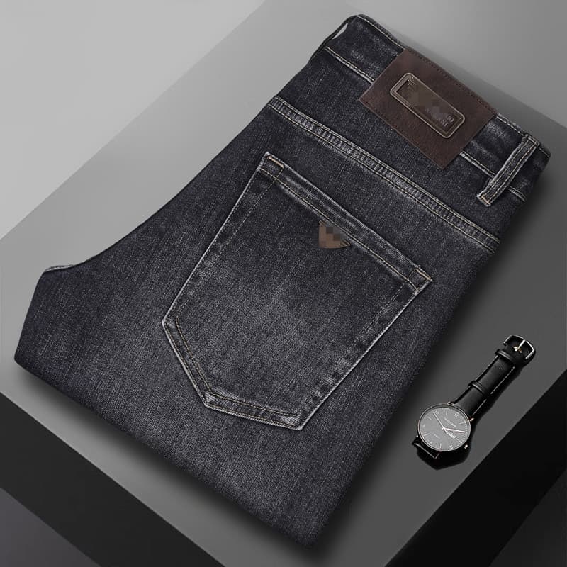 European High-Quality Autumn and Winter Men's Slim Straight-Leg Stretch Jeans, Popular Cross-Border Export Item