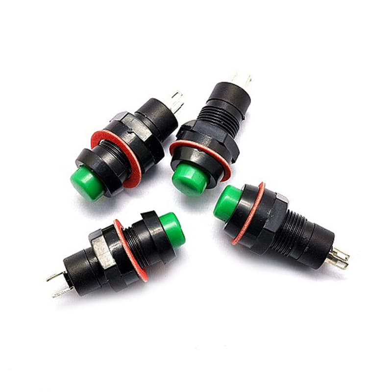 Self-locking push button switch/DS-211, 10MM diameter, 1A/250V green - add to cart directly