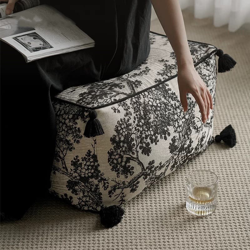 Chinese-Style Ink Painting Embroidery Floor Cushion Lazy Sofa Pillow Villa Chinese-Style Living Room Cushion Stool Seat Cushion