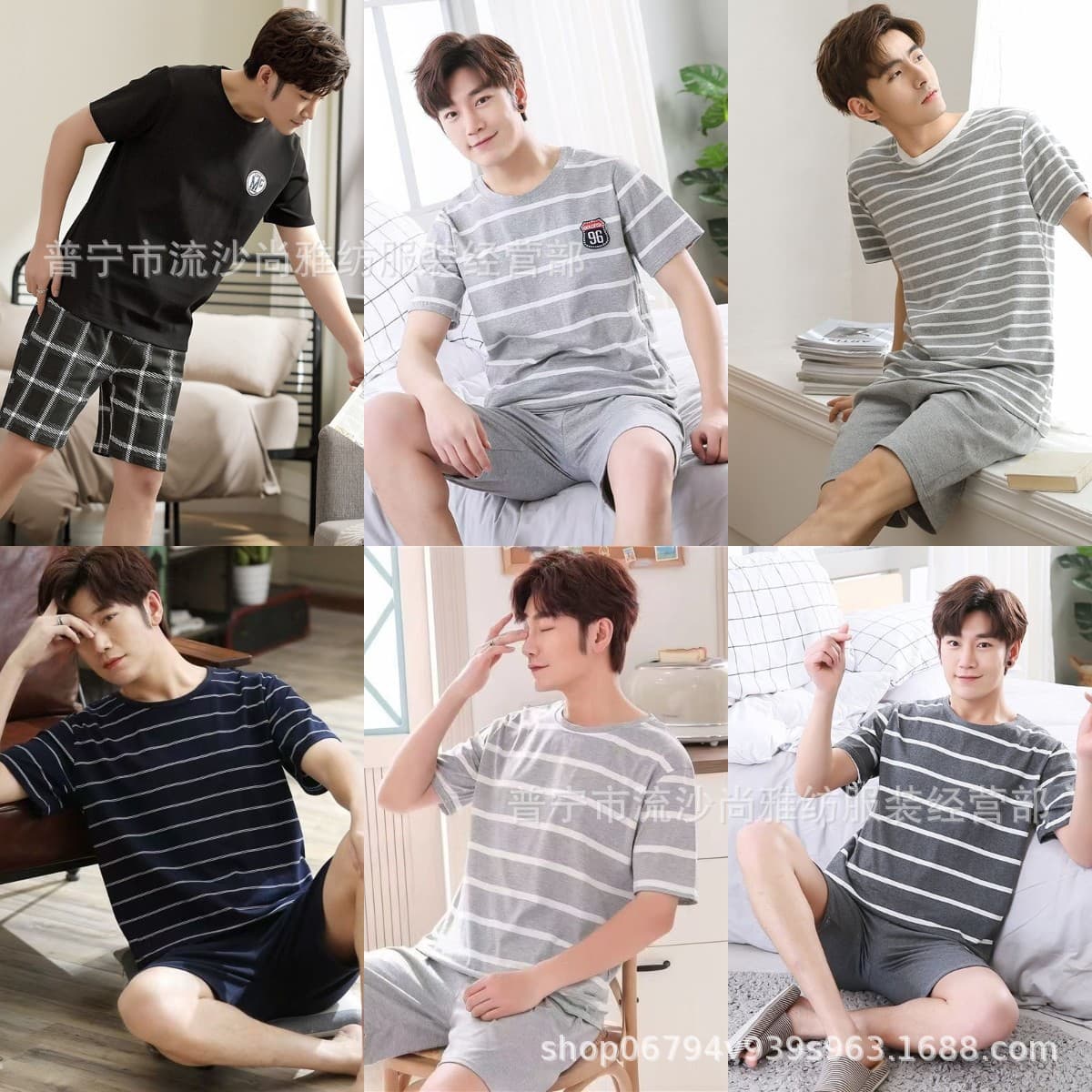 2026 Summer Men's Pajamas Short-Sleeved Shorts Imitation Cotton Casual Thin Home Wear That Can Be Worn Outside Plus Size Set