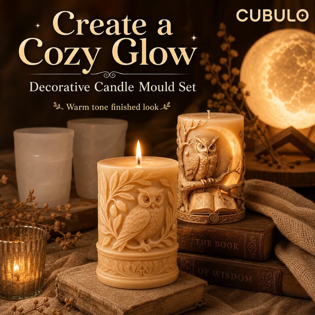 Resin silicone mold Star Moon Leaf Owl Column Aromatherapy Candle Plaster DIY Ornament Casting Mold