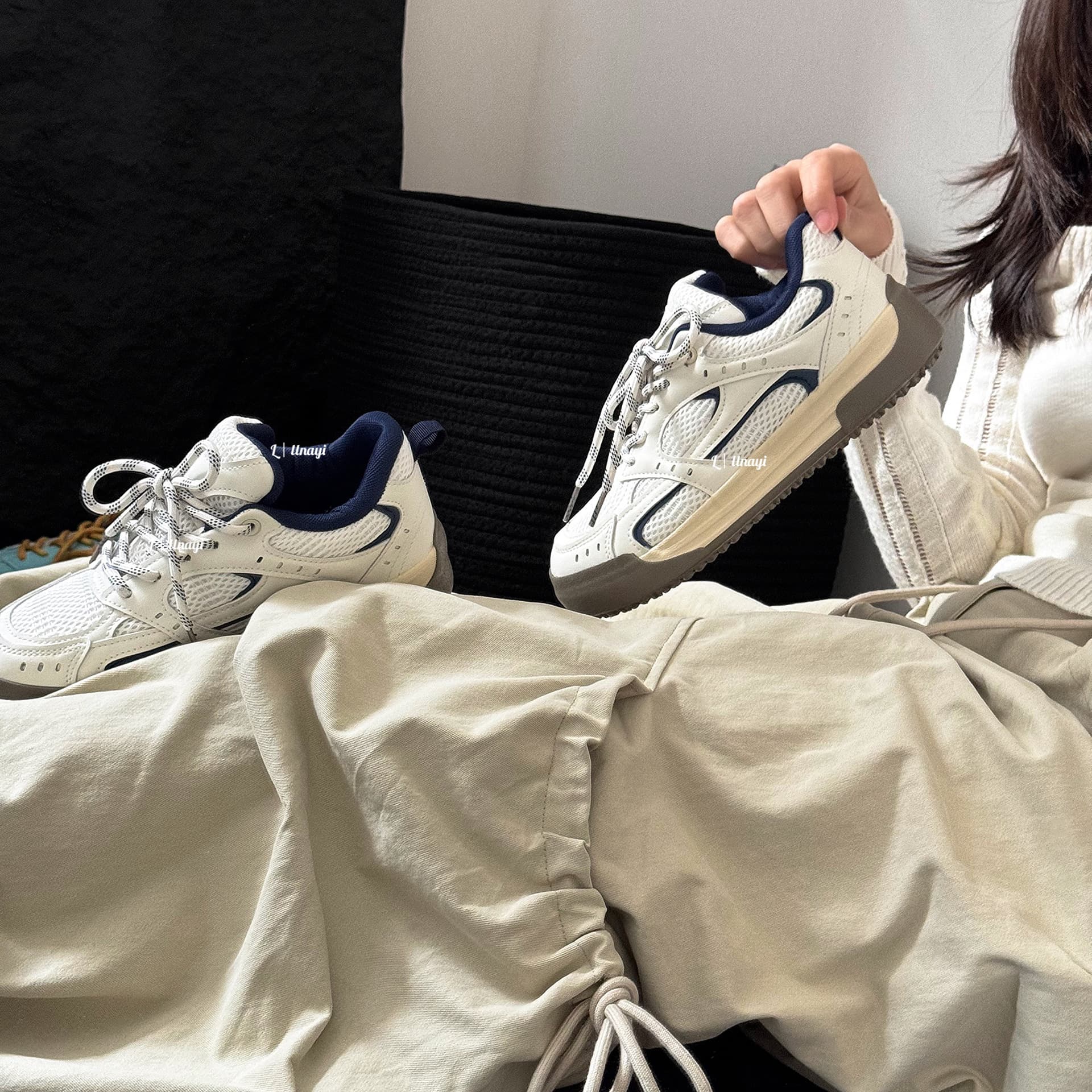 Lin Ayi New "School Blue" Academic Style 2025 Spring Breathable Casual Shoes Women's Korean Style Skate Shoes Trendy