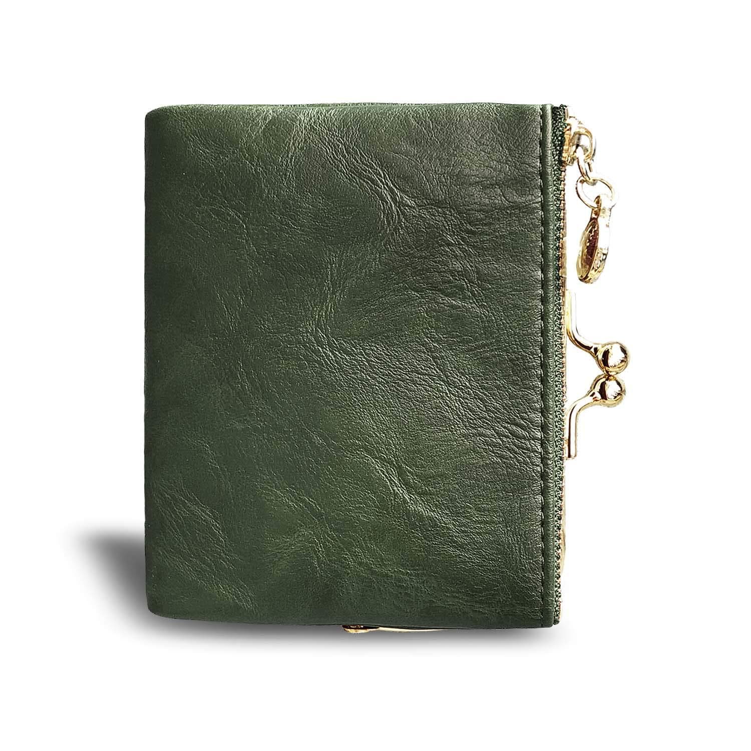 Japanese and Korean Style Leather Short Wallet Clutch Bag Wallet Retro PU Clip Coin Purse Two-Fold Zip Money Clip for Women