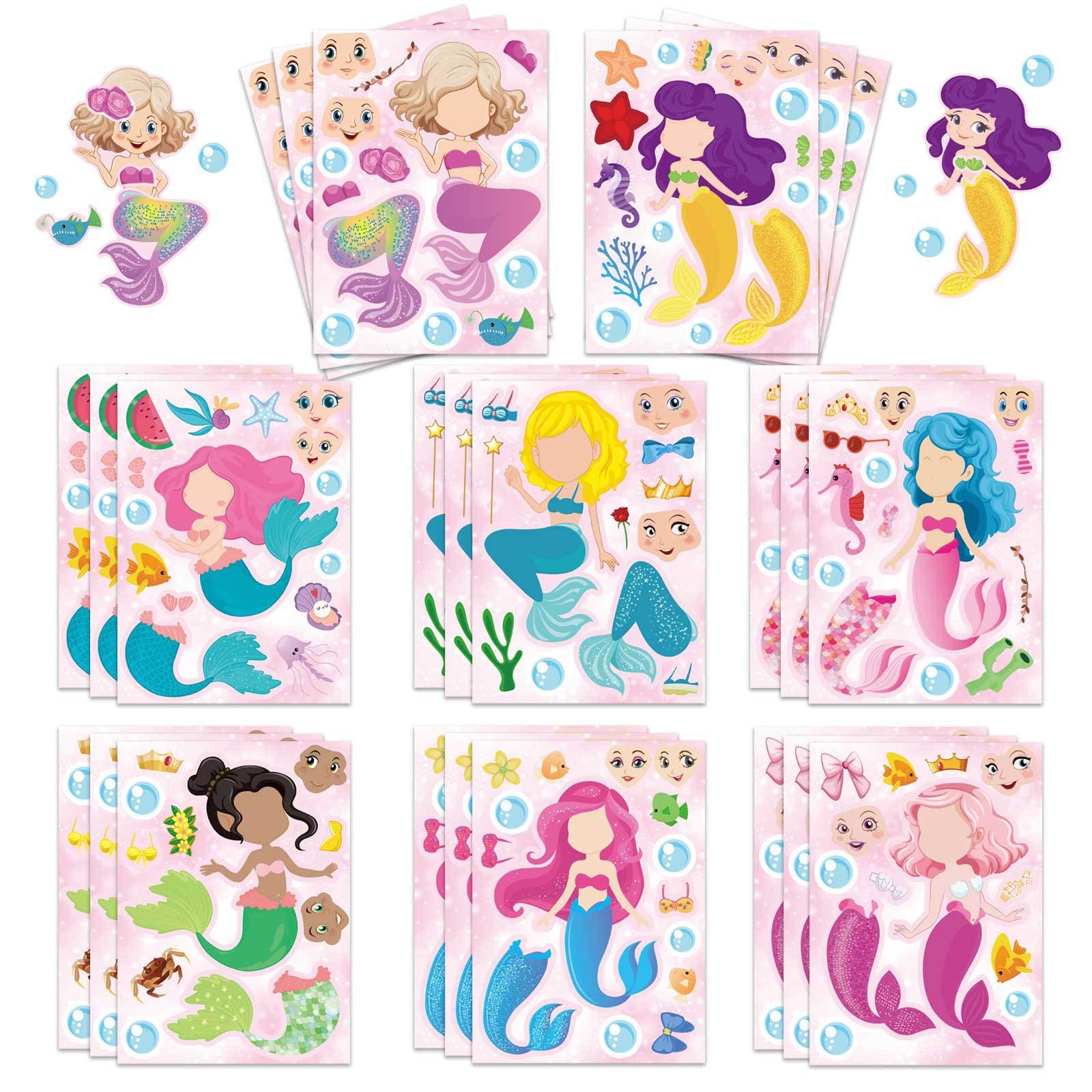 DIY Mermaid Party Gift Cartoon Stickers Make Your Own Beautiful Mermaid Cute Style Printed Craft Perfect for Parties