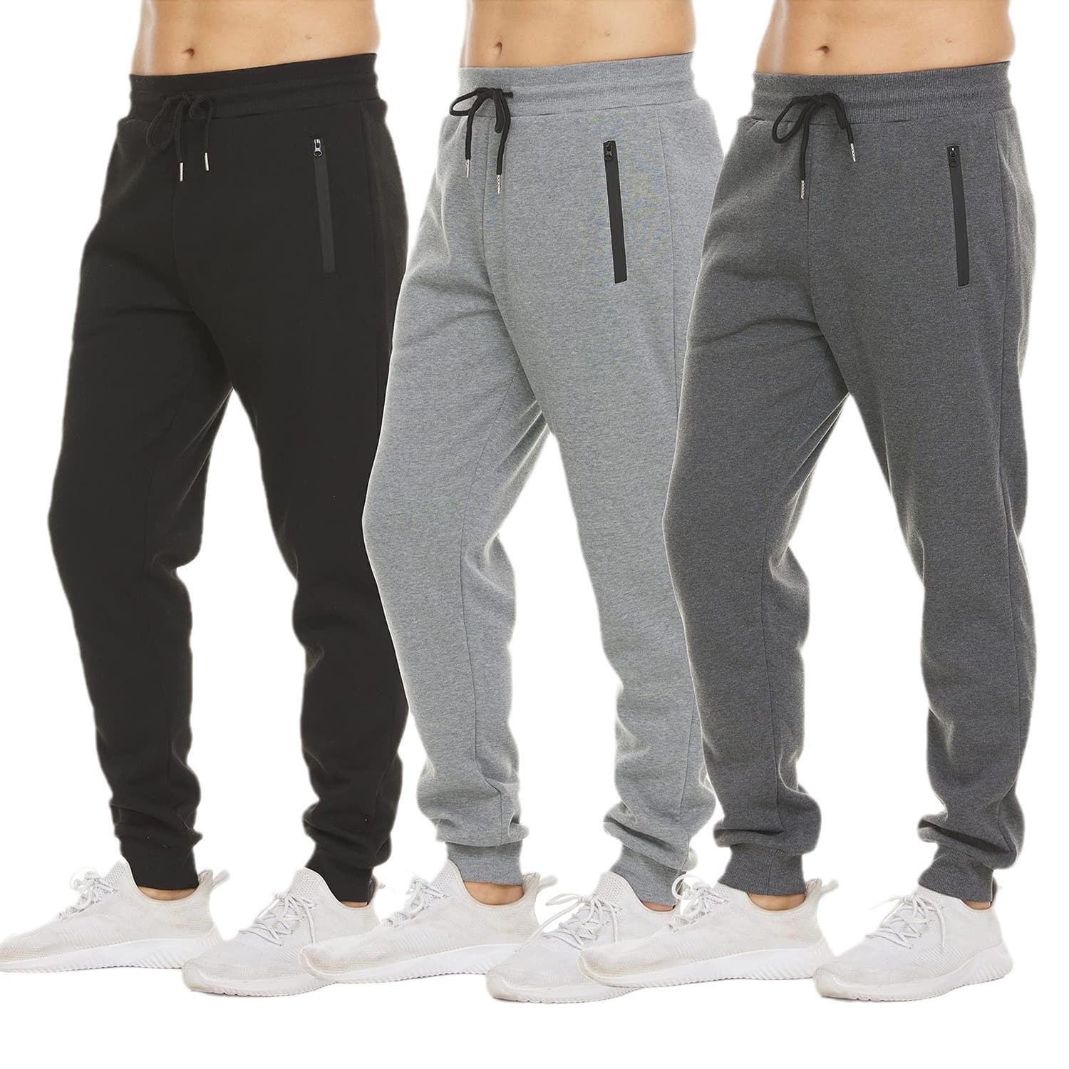 Cross-border autumn and winter men's sports pants casual loose leggings fitness training zipper sweatpants European size running trousers