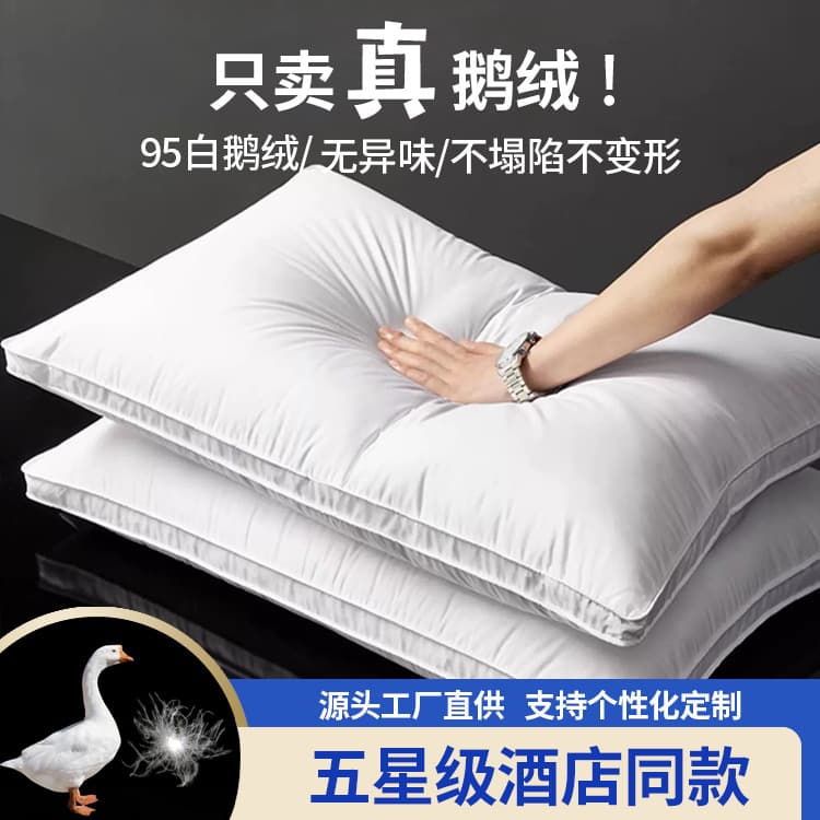 5 Star Hotel Standard Duck Down Pillow Core Pure Cotton Fabric High Quality Down Quilt Rectangular Shaped Adult Luxury Pillow