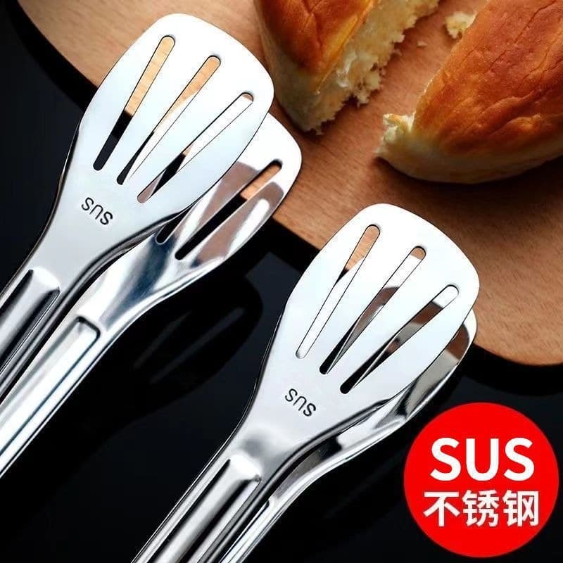 [Thickened] Stainless Steel Food Tongs Kitchen Heat-Resistant Baking Utensils Bread Tongs Steak BBQ Meat Clips
