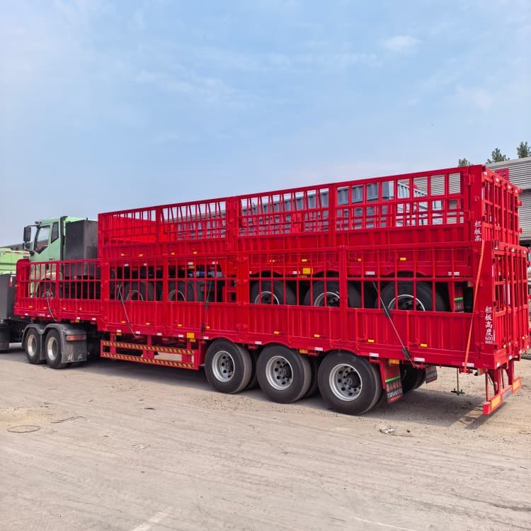 13m Semi-Trailer with High Rail Sides, One Rear and One Side Rail, Transport Vehicle for Long-Distance Hauling