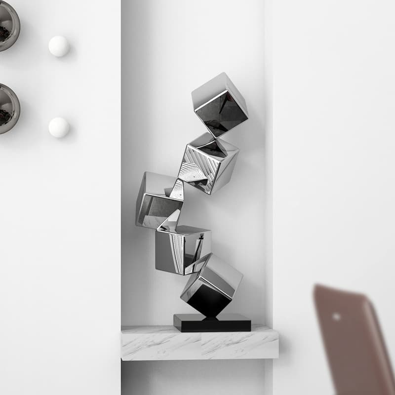 Modern Home Light Luxury Stainless Steel Desktop Sculpture Decoration Living Room TV Cabinet Side Floor Art Piece