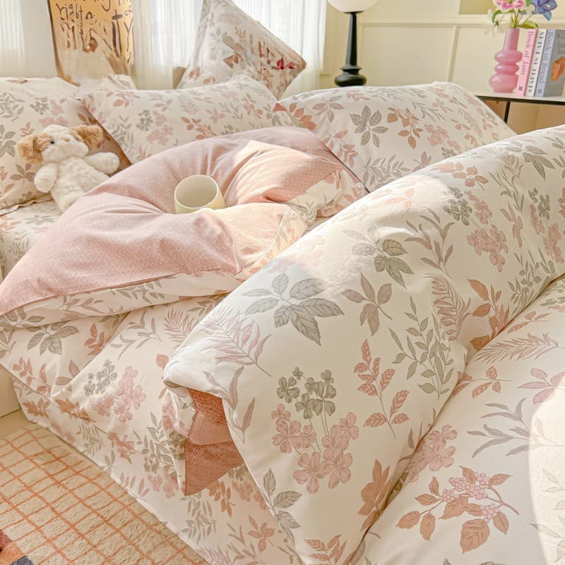 Class A All-Cotton Four-Piece Bedding Set, 100% Pure Cotton Household Bed Sheet, Duvet Cover, Fitted Sheet, Four-Season Dormitory Bedding Three-Piece Set