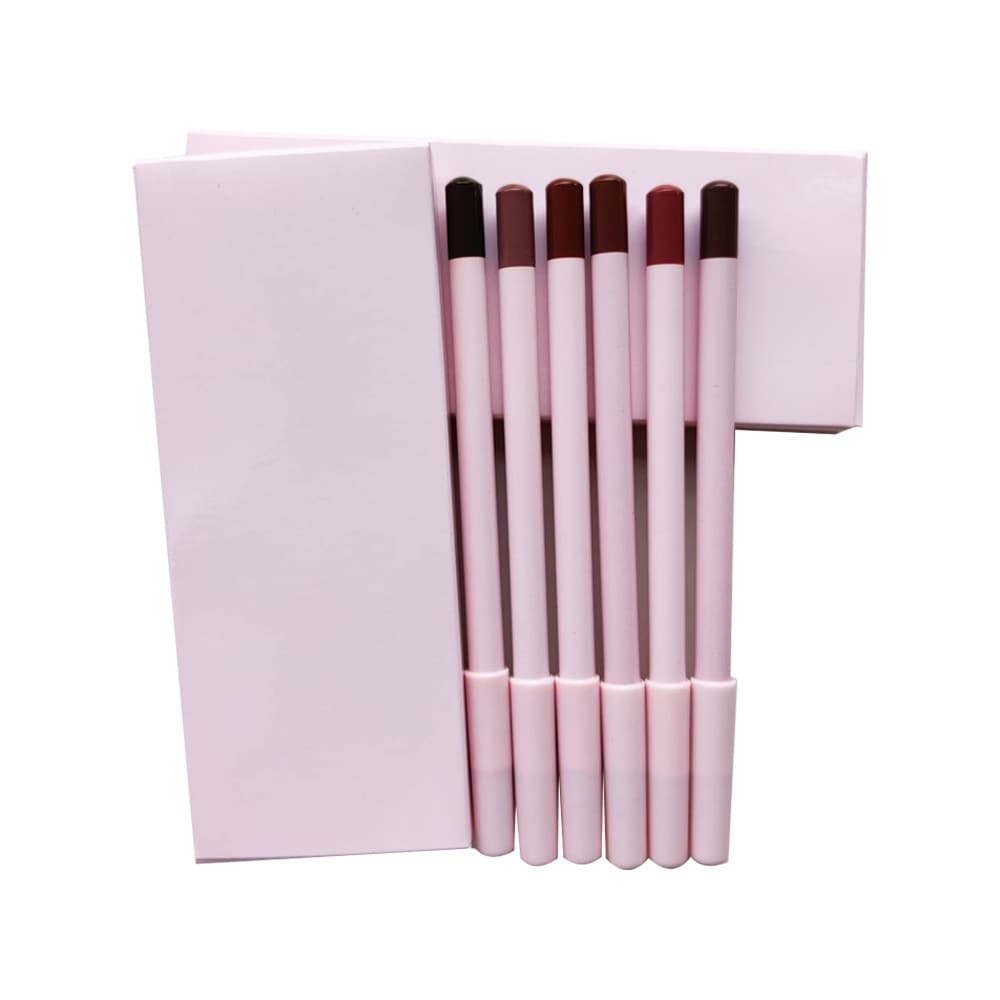 6-Pack Lip Liner Pens Matte Long-Lasting Waterproof Easy-To-Color Lipstick Pink Lip Liner Kit for Universal Skin Tone