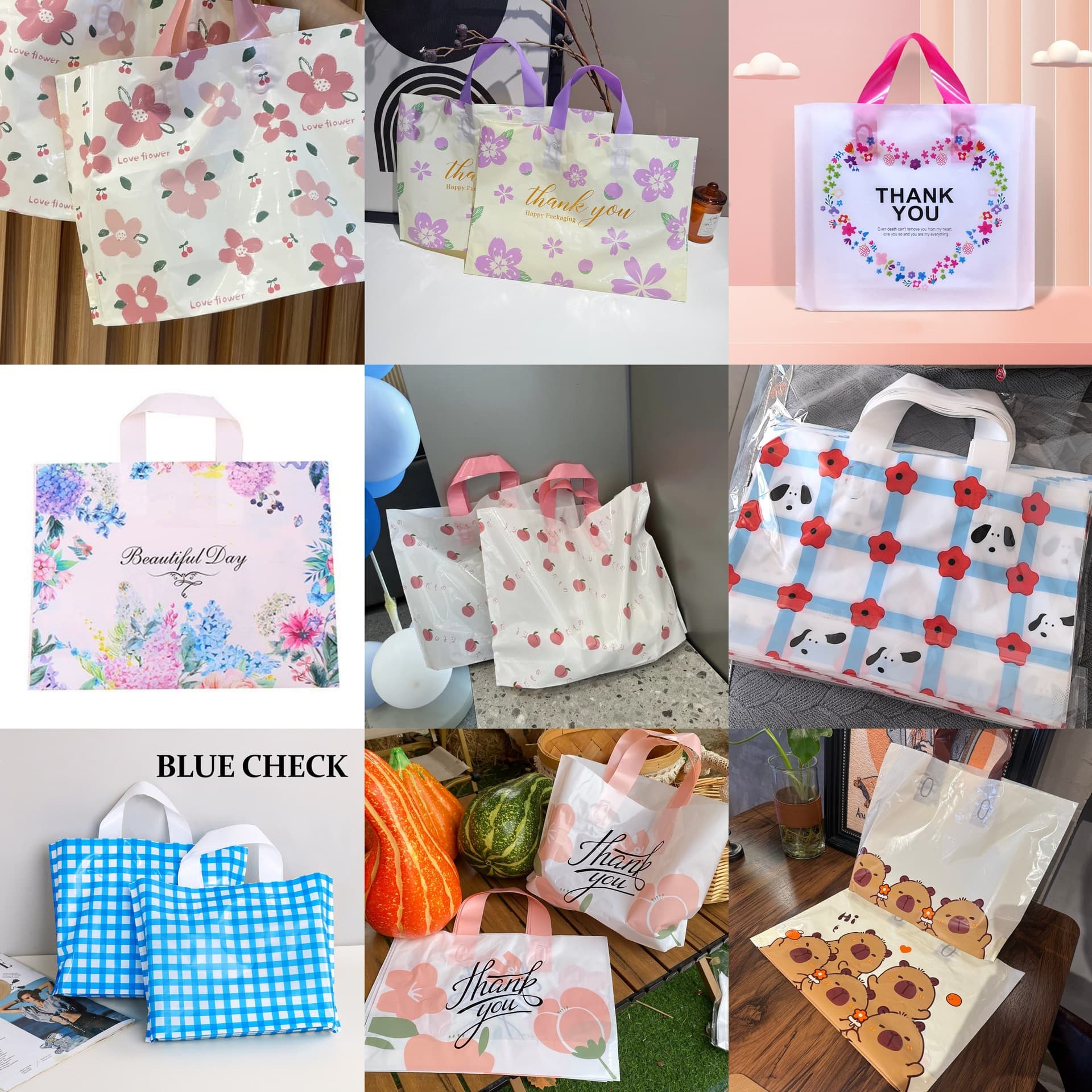 Holiday Party Favors Plastic Tote Packaging Gift Clothing Shopping Bags Children's Clothes Shoe Box Bags Candy Bags
