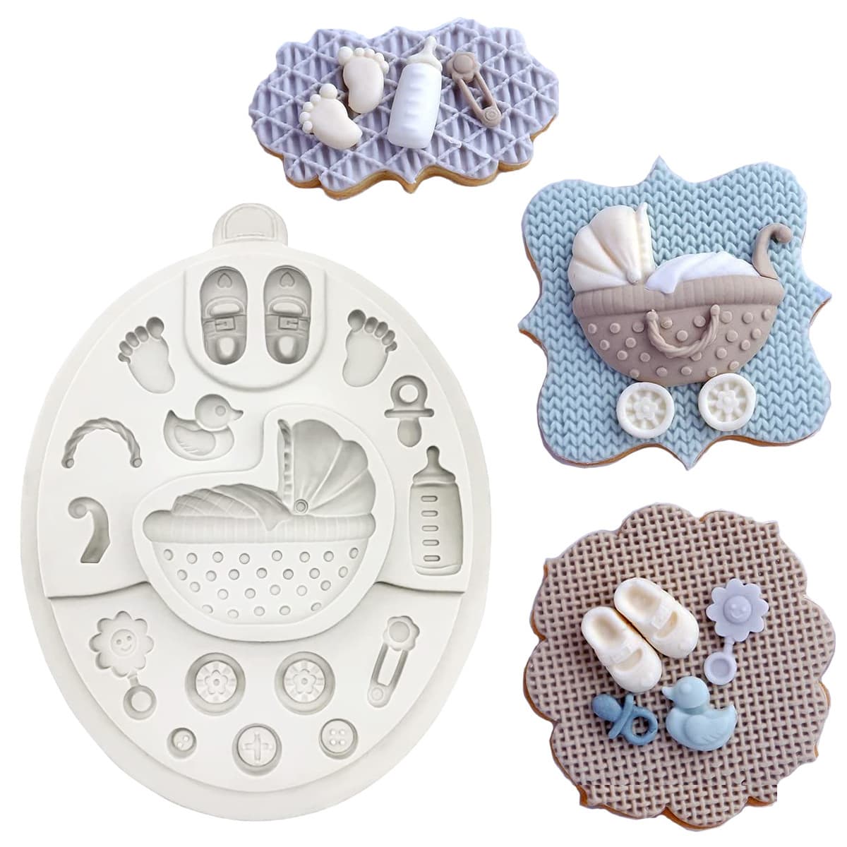 Baby Series Cake Decorating Baby Clothing Buttons Shoes Fondant Chocolate Baking Baby Car Silicone Mold