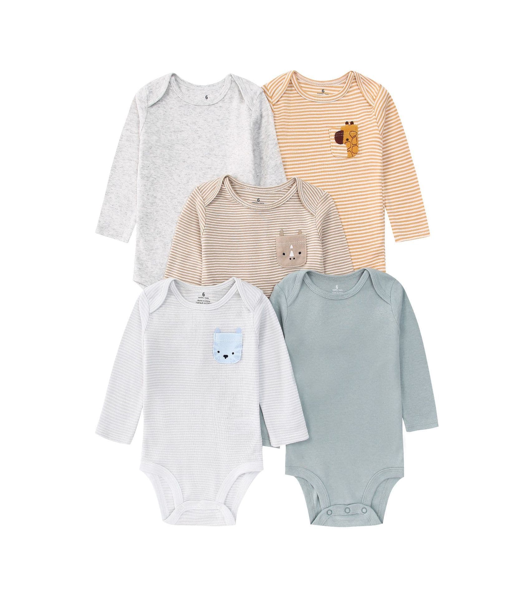 New Spring/Fall Baby Long-Sleeve Triangle Romper Crawler Set of 5, Infant Onesie for Cross-Border Wholesale