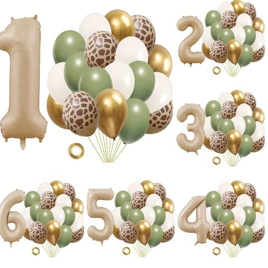 20 Pack Jungle Animal Theme Foil Balloons Happy Birthday Party Decor Baby Shower Sage