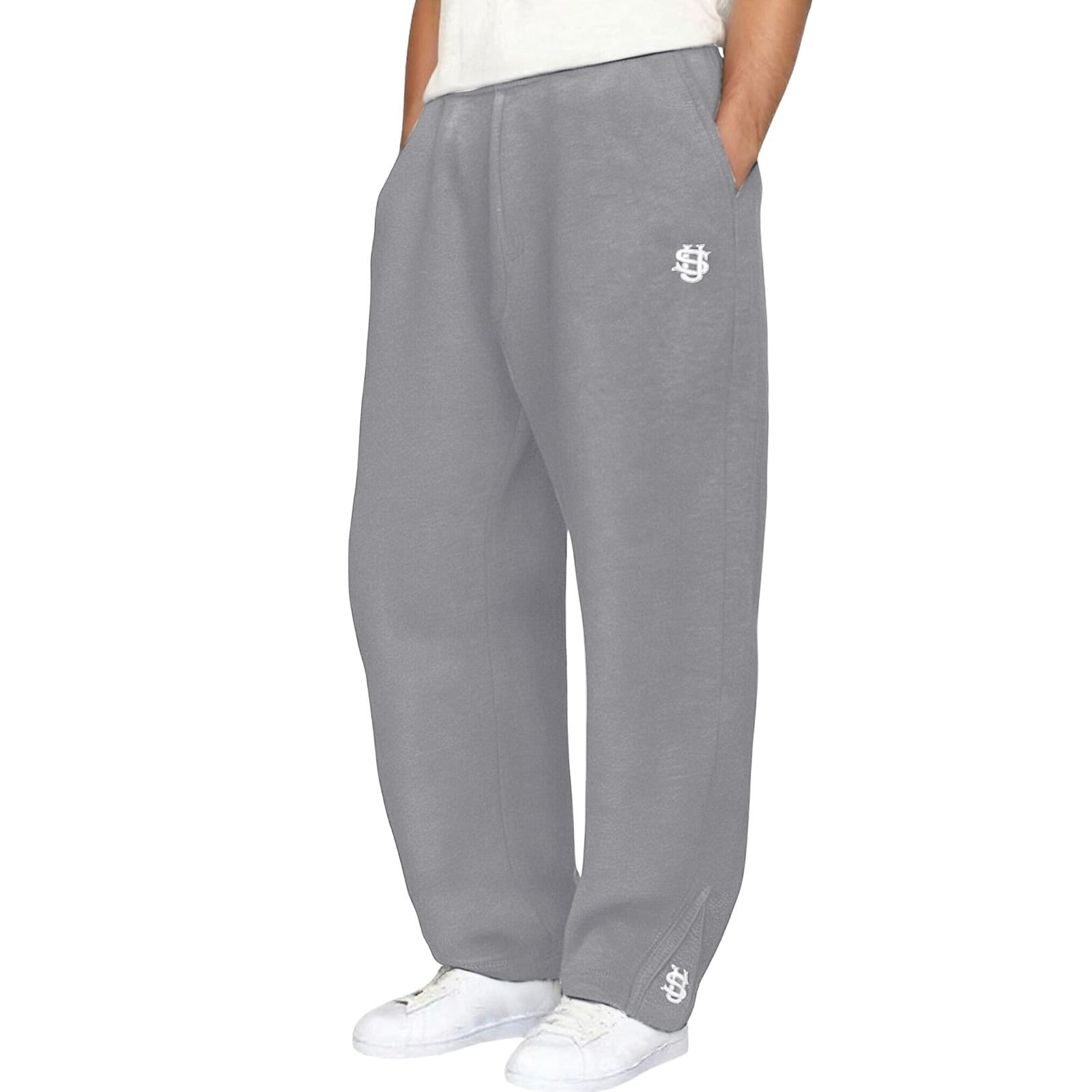 Cross-border Trade Embroidered Zipper Sweatpants from Source Factory, Hip-hop Streetwear Style, Unisex in US Sizes