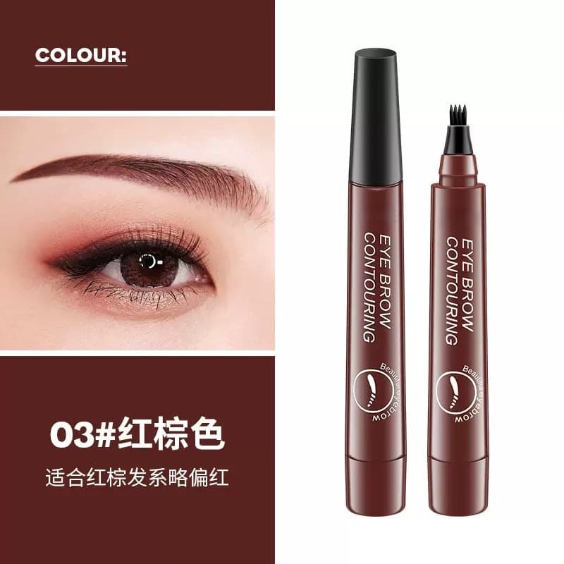 4-Fork Eyebrow Pencil, Natural Hair-Like Strokes, Waterproof, Sweat-Resistant, Long-Lasting, Smudge-Proof, Fade-Resistant