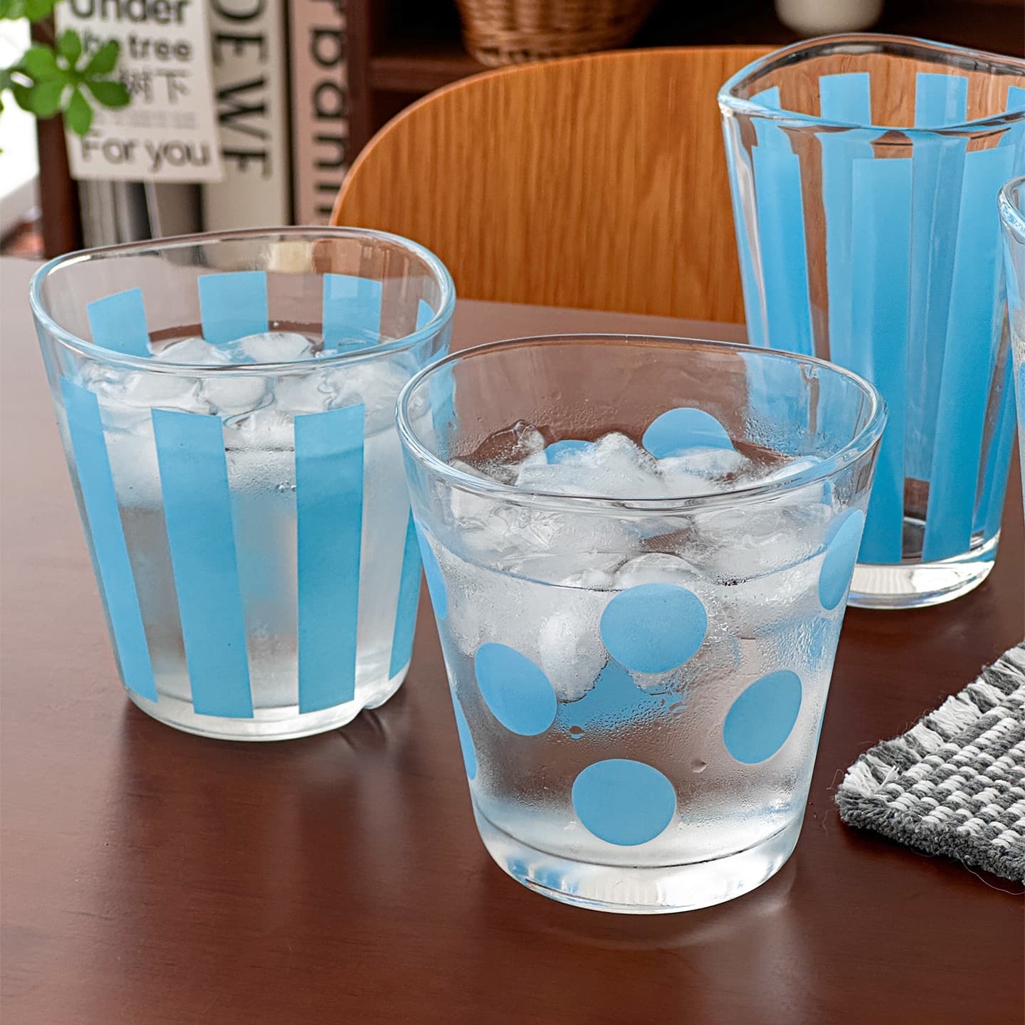 Muni Vintage Ins Blue Glass Cup Summer Juice Cold Drink Cup Breakfast Milk Cup Large Capacity Coffee Cup