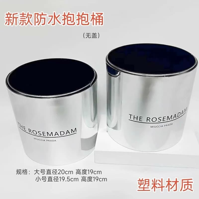 Waterproof Lidless Double Bucket Hugging Bucket for Qixi Festival Valentine's Day Gift DIY Flower Arrangement Bucket Plastic Material Round Gift Box