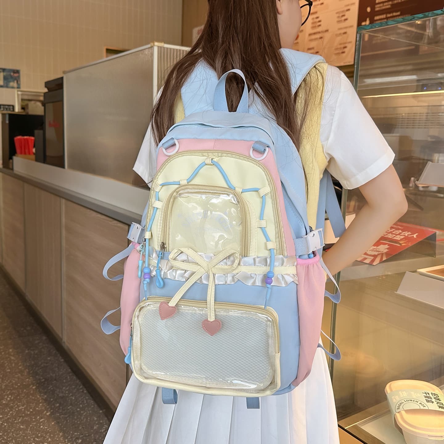 2026 New Stylish Badge Ita Bag Lightweight Backpack for Elementary, Middle, and High School Students, Commuter Bag for College Women