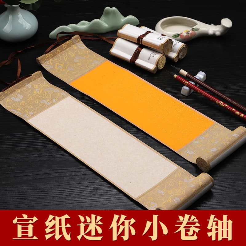Hanging scroll Zen rice paper study room blank wholesale half-life hanging scroll batik scroll handwritten hand-rolled mature mini small hanging scroll