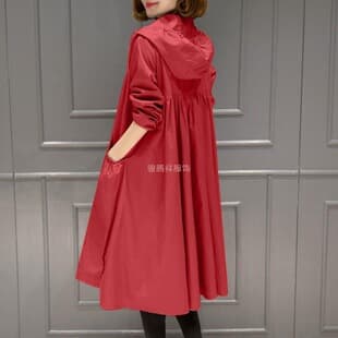 2026 Spring Autumn New Korean Style Hooded Mid-Length Over-the-Knee Women's Trench Coat Loose Plus Size Outerwear
