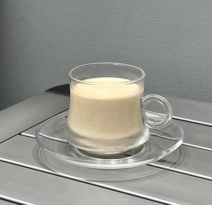 Niche coffee cup afternoon tea round handle waist saucer set glass cup ins flower tea small cup 155ml hand brew
