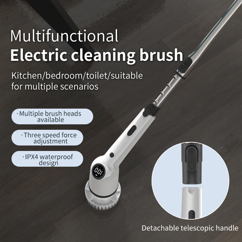 Handheld Cordless Electric Cleaning Brush Nine-in-One Telescopic Multi-Function Electric Brush LCD Digital Display Electric Mop Cross-border