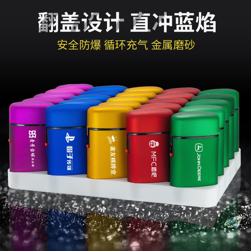 Metal silicon large clamshell lighter, windproof, blue flame, direct to factory printing, printing factory creative new style
