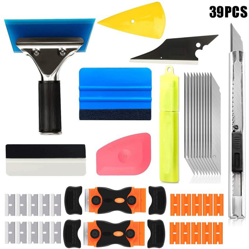 39-Piece Set Car Film Application Tools Double-Sided Scraper Set Plastic Aluminum Alloy Engraving Knife Combination