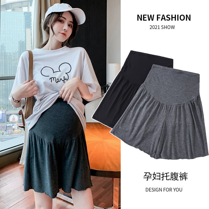 Maternity wear modal maternity shorts thin outer wear 2026 summer loose edge wide leg large size maternity pants