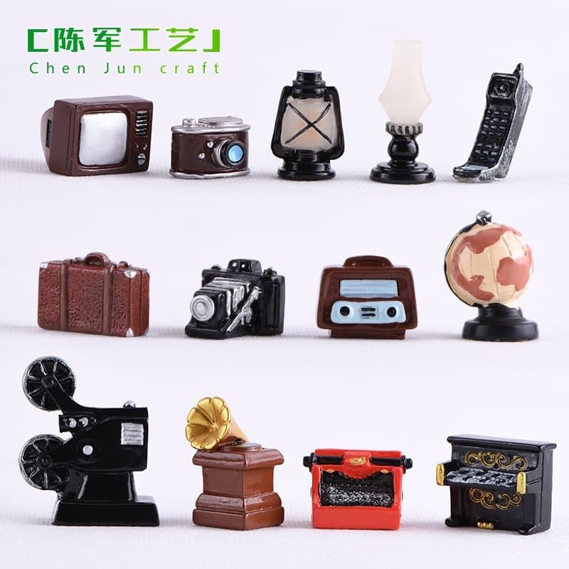 Retro Nostalgic Camera Phonograph Recording Machine Mini Resin Ornament Home Living Room Decoration Photo Prop Ornament