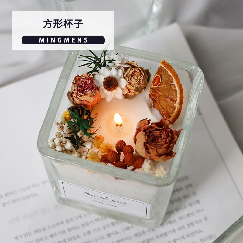 Square Glass Candle Jar for DIY Aromatherapy Candle Making, Transparent Small Square Cup, Creative Homemade Candle Material