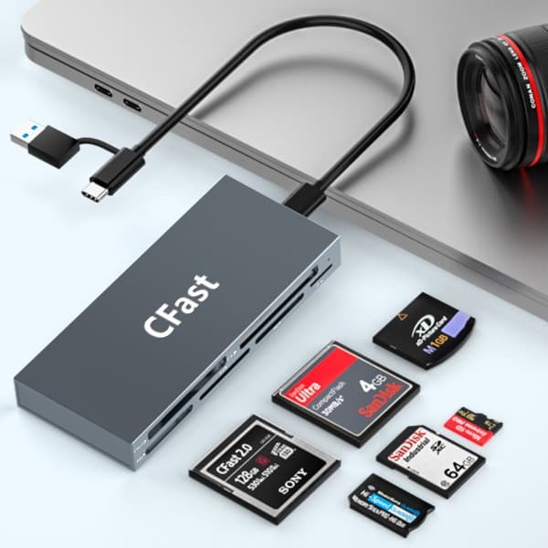 6-in-1 Multi-Function SD/TF/MS/XD/CFast Camera Card Reader for Phone and Tablet Memory Cards