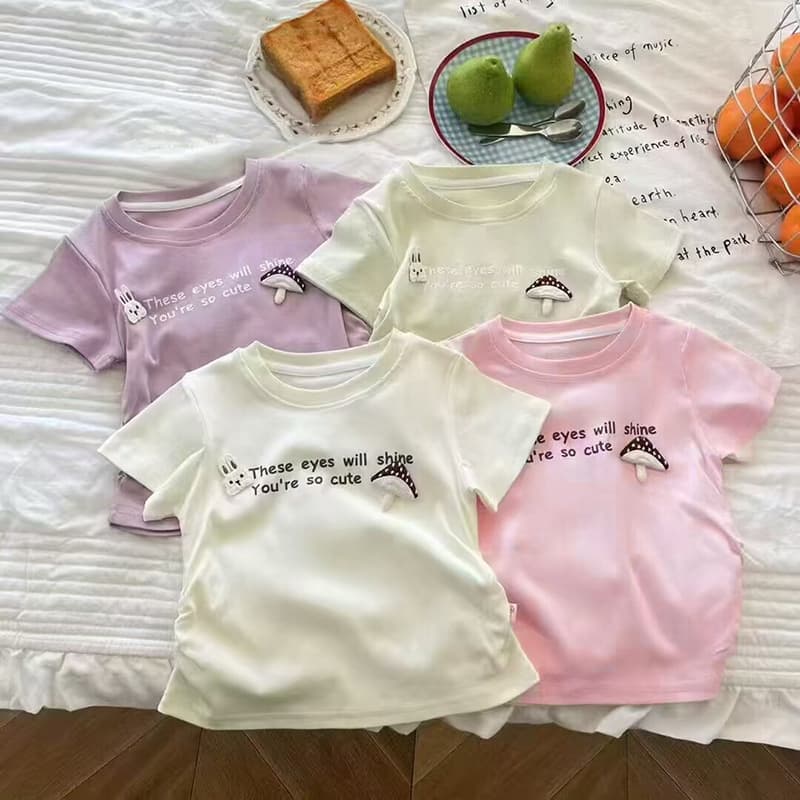 Baby Short Sleeve Summer T-Shirt Solona Pure Cotton Girls Top Children's Clothing Wholesale 2025