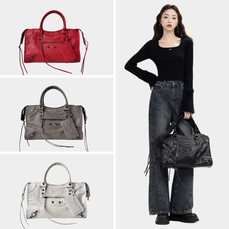Cross-border Paris Rivet Motorcycle Bag Ins Hot Girl Bag French Retro Trendy Handheld Pillow Bag Shoulder Crossbody Bag
