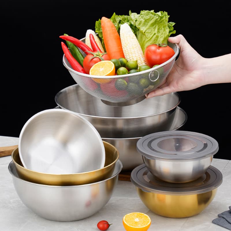 Korean-style salad bowl, stainless steel mixing bowl, thickened salad bowl, baking mixing bowl, multi-purpose bowl