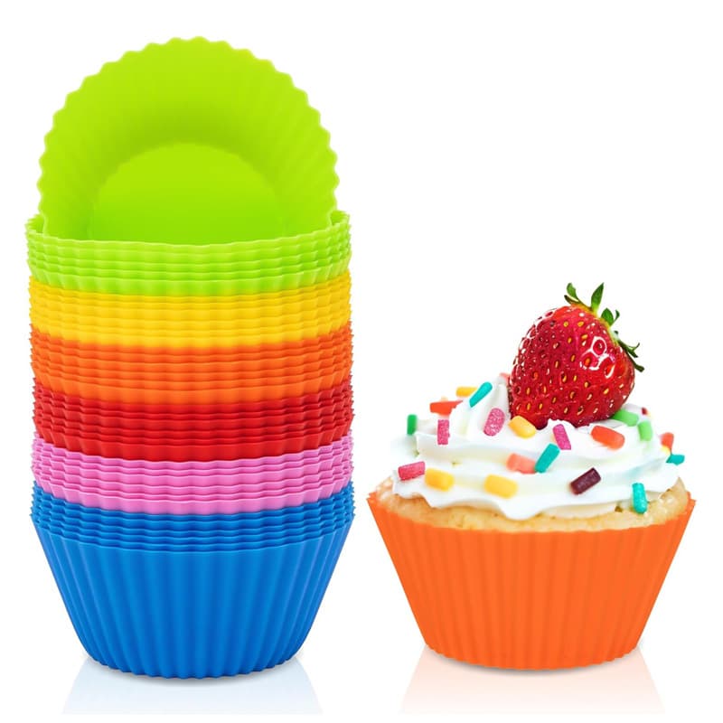 Food-grade silicone mini cake mold, baking cake cup, cross-border 7cm round egg tart pudding, silicone muffin cup